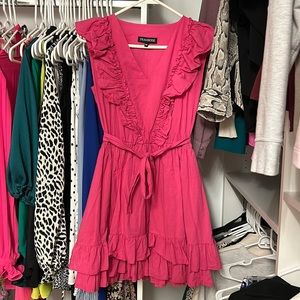 Framboise pink ruffle dress EUC